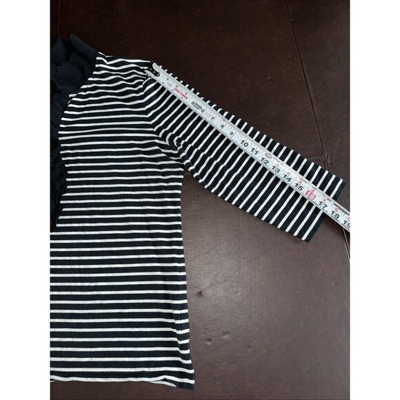 Jones New York Black/White Striped 3/4 Sleeve Polo Shirt W/Ruffle Detail XL - Picture 8 of 8